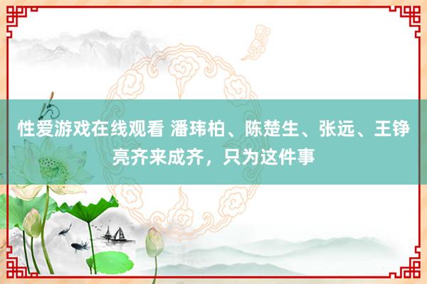 性爱游戏在线观看 潘玮柏、陈楚生、张远、王铮亮齐来成齐，只为这件事