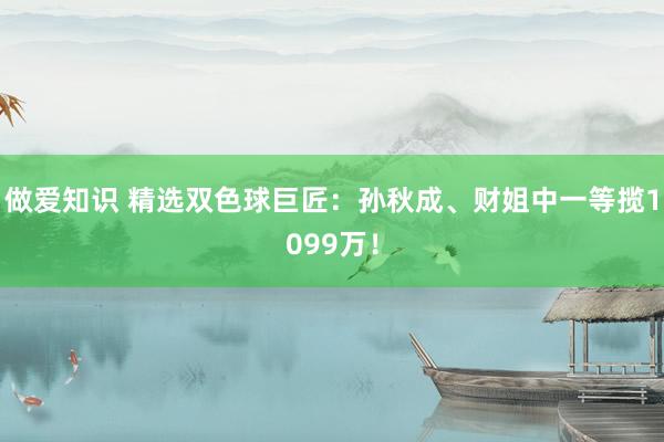 做爱知识 精选双色球巨匠：孙秋成、财姐中一等揽1099万！