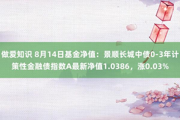 做爱知识 8月14日基金净值：景顺长城中债0-3年计策性金融债指数A最新净值1.0386，涨0.03%