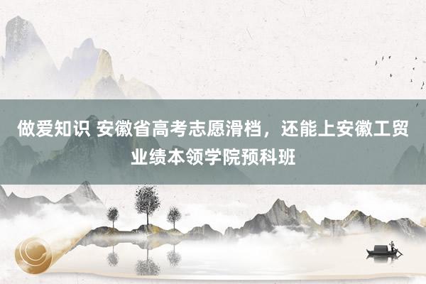 做爱知识 安徽省高考志愿滑档，还能上安徽工贸业绩本领学院预科班