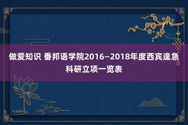 做爱知识 番邦语学院2016—2018年度西宾遑急科研立项一览表